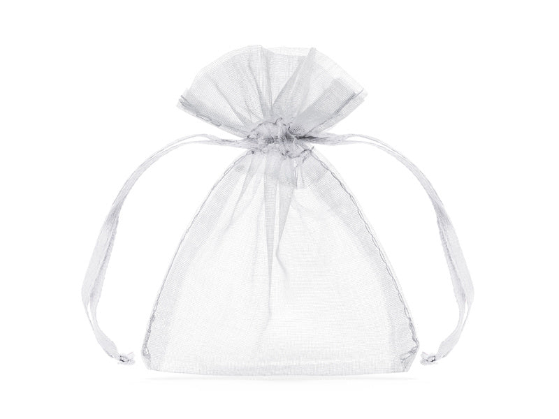 Feestbazaar Organza zakjes wit 7,5x10cm (10st)