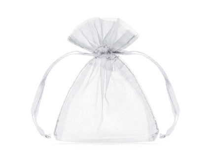 Feestbazaar Organza zakjes wit 7,5x10cm (10st)
