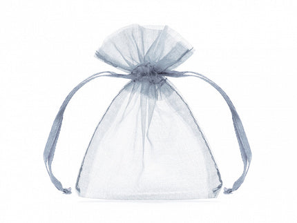Feestbazaar Organza zakjes zilvergrijs 7,5x10cm (10st)