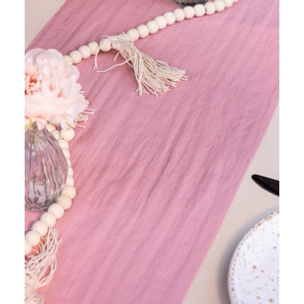 Feestbazaar Oud Roze Tafel Loper (28cmx3m)