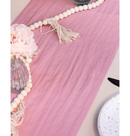 Feestbazaar Oud Roze Tafel Loper (28cmx3m)