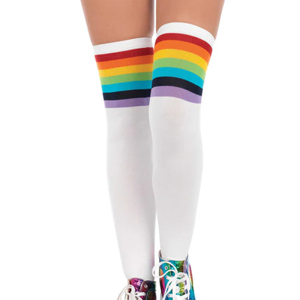 Feestbazaar Over the knee Regenboog Sokken