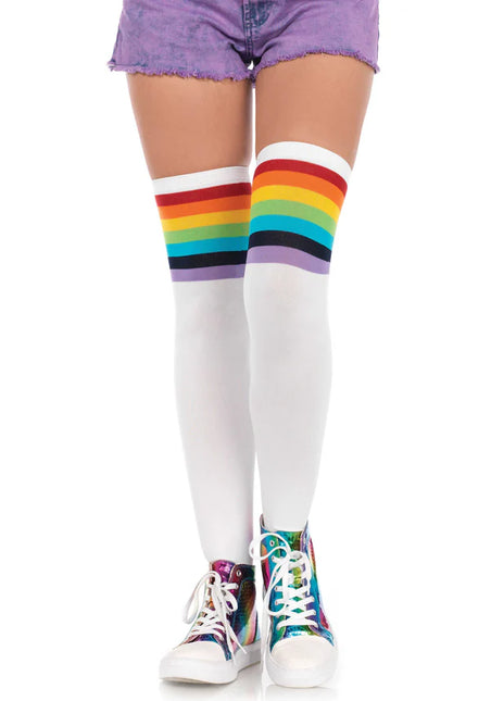 Feestbazaar Over the knee Regenboog Sokken