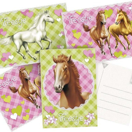 Feestbazaar Paarden Uitnodigingen Party 6 stuks