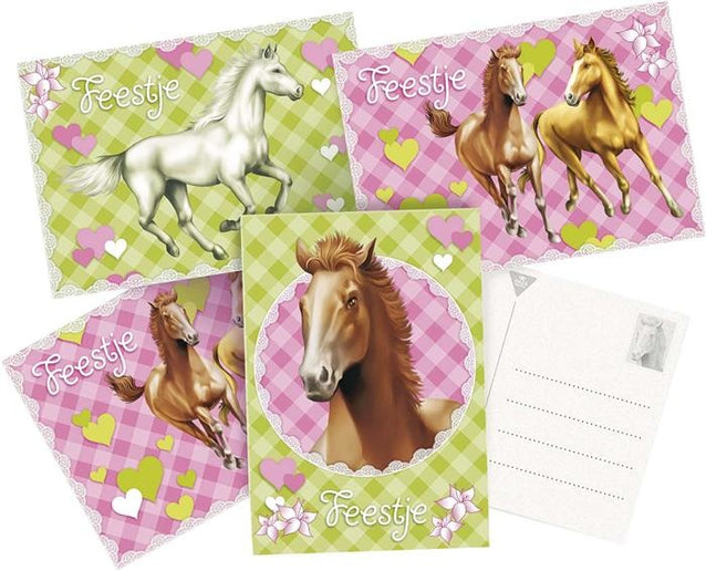 Feestbazaar Paarden Uitnodigingen Party 6 stuks