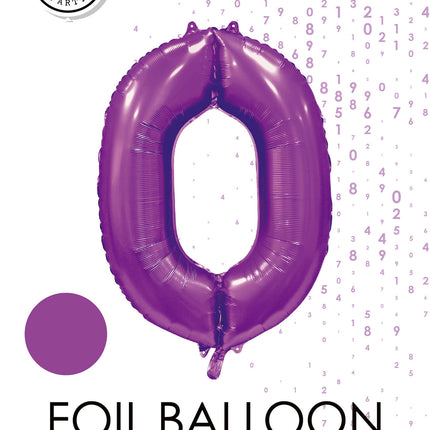 Feestbazaar Paarse Cijferballon '0' (86cm)