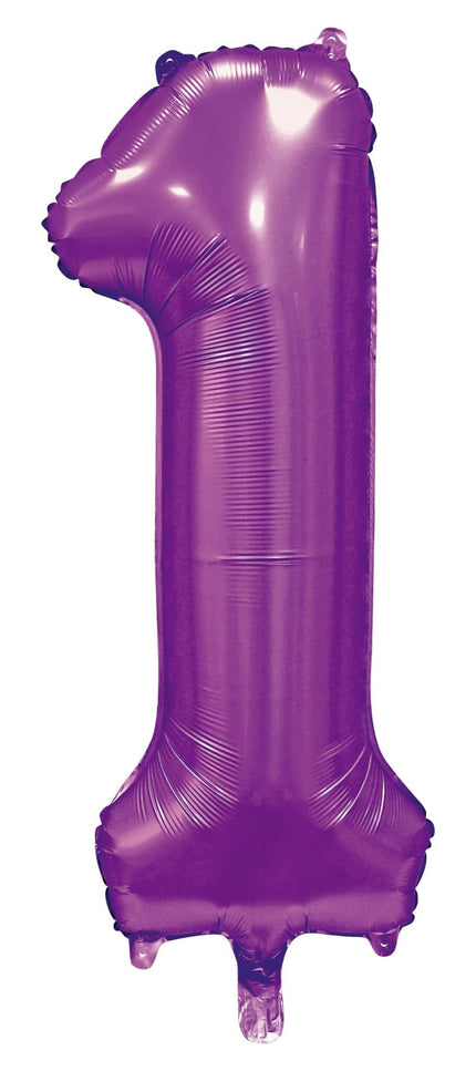 Feestbazaar Paarse Cijferballon '1' (86cm)