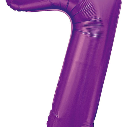 Feestbazaar Paarse Cijferballon '7' (86cm)
