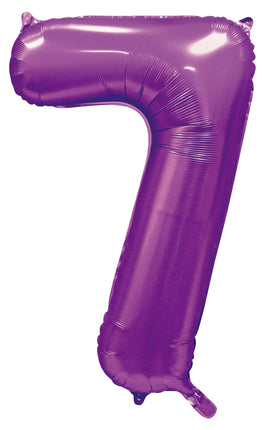 Feestbazaar Paarse Cijferballon '7' (86cm)