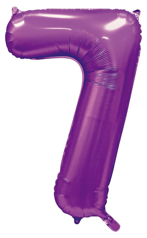 Feestbazaar Paarse Cijferballon '7' (86cm)