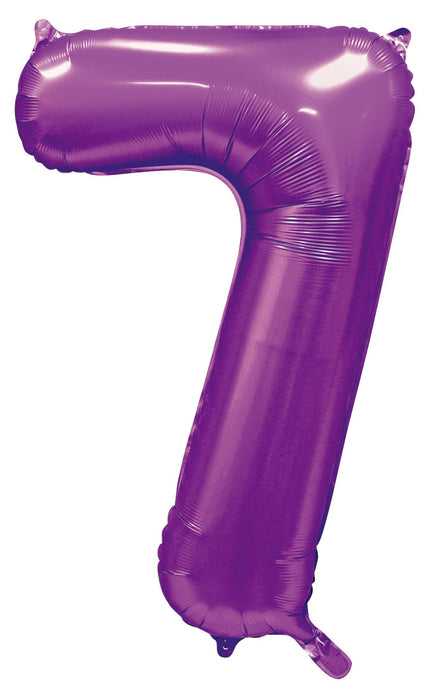 Feestbazaar Paarse Cijferballon '7' (86cm)
