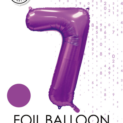 Feestbazaar Paarse Cijferballon '7' (86cm)
