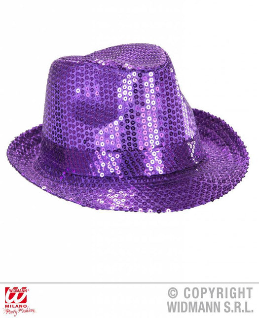 Feestbazaar Paarse glitterhoed