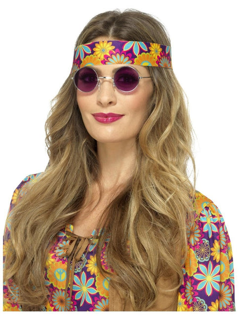 Feestbazaar Paarse Hippie bril