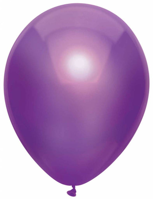 Feestbazaar Paarse metallic ballonnen 30cm - 10 stuks