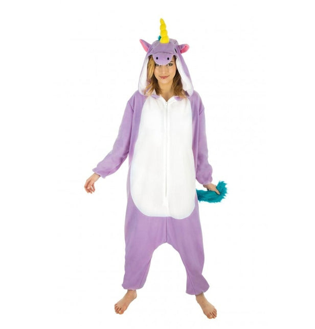 Feestbazaar Paarse Unicorn Onesie 164cm