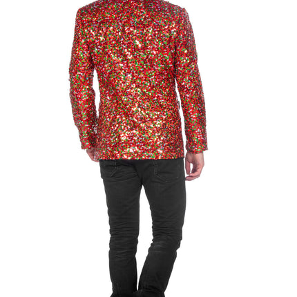 Feestbazaar Pailletten Blazer Heren Rood/Groen