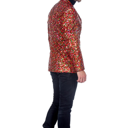 Feestbazaar Pailletten Blazer Heren Rood/Groen