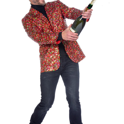 Feestbazaar Pailletten Blazer Heren Rood/Groen