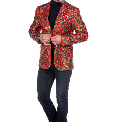 Feestbazaar Pailletten Blazer Heren Rood/Groen