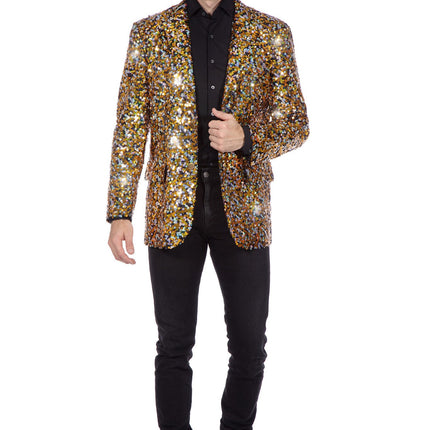 Feestbazaar Pailletten Blazer Heren Zwart/Goud/Zilver