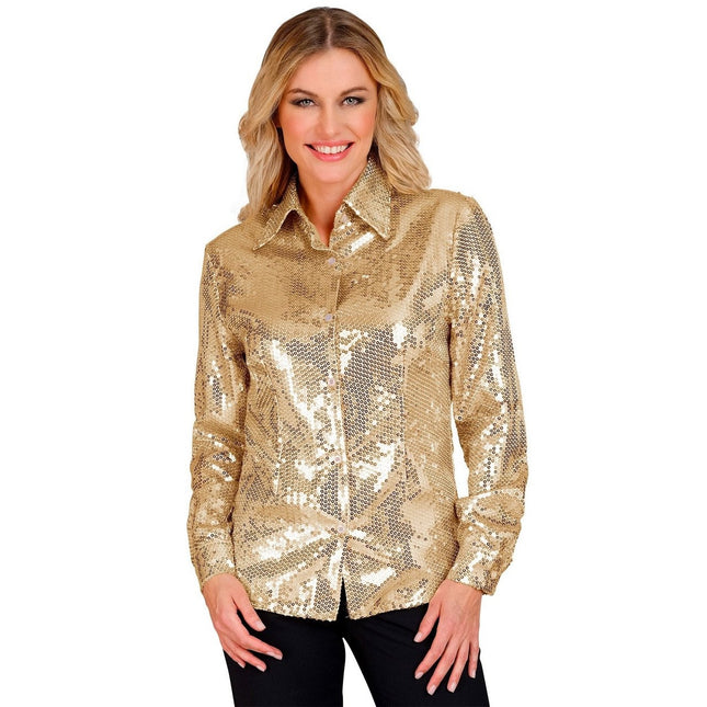 Feestbazaar Pailletten Shirt Dames Goud
