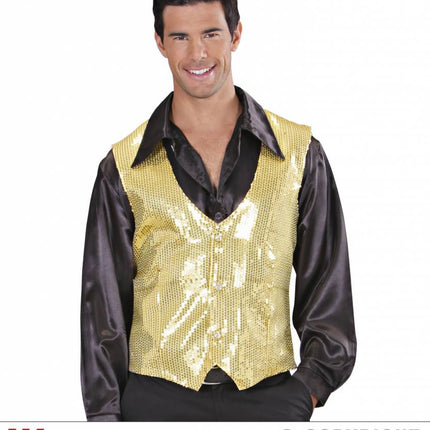 Feestbazaar Paillettenvest goud man