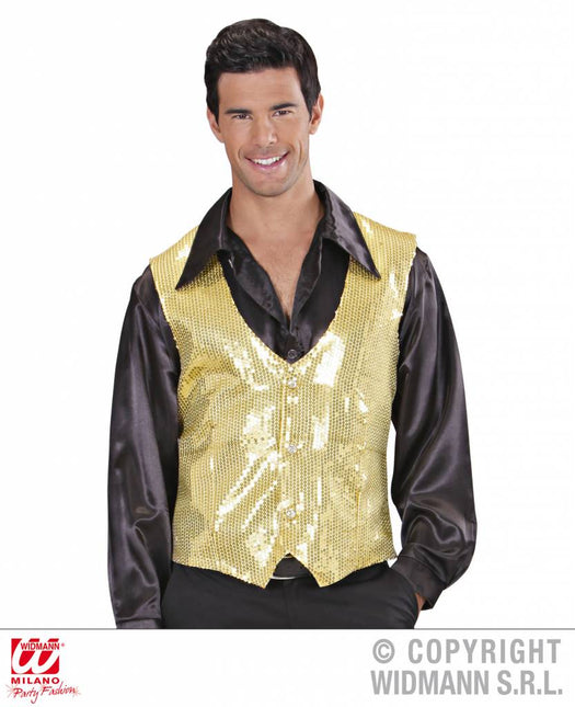 Feestbazaar Paillettenvest goud man
