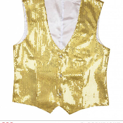 Feestbazaar Paillettenvest goud man