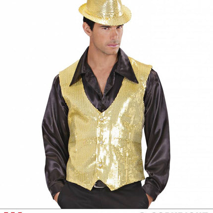 Feestbazaar Paillettenvest goud man