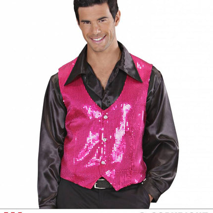 Feestbazaar Paillettenvest roze man