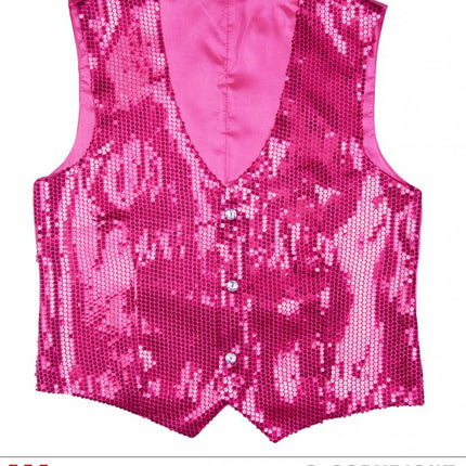 Feestbazaar Paillettenvest roze man