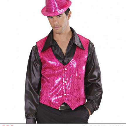 Feestbazaar Paillettenvest roze man