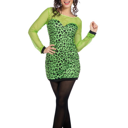 Feestbazaar Panterjurk Neon Groen