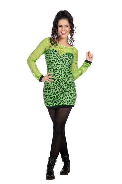 Feestbazaar Panterjurk Neon Groen
