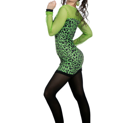 Feestbazaar Panterjurk Neon Groen