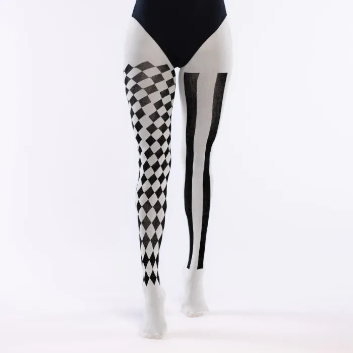 Feestbazaar Panty Dames Harlequin Zwart-Wit