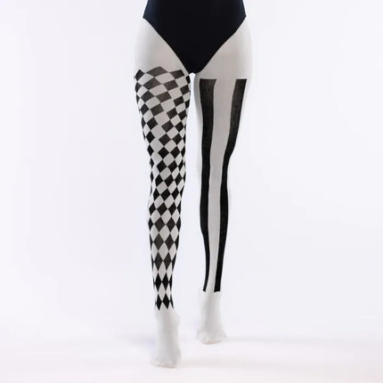 Feestbazaar Panty Dames Harlequin Zwart-Wit