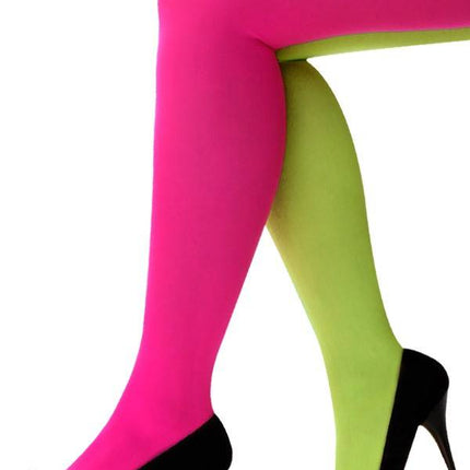 Feestbazaar Panty fluor roze/fluor geel