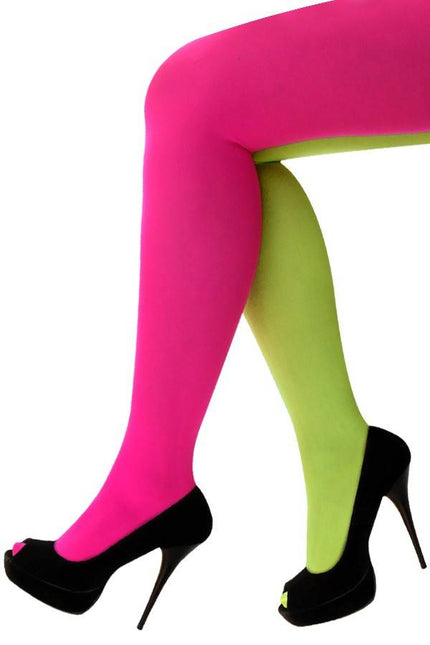 Feestbazaar Panty fluor roze/fluor geel