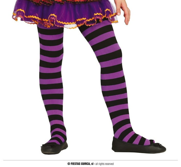 Feestbazaar Panty kind paars/zwart