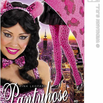 Feestbazaar Panty luipaard roze