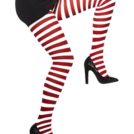 Feestbazaar Panty rood/wit gestreept