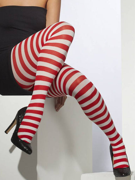 Feestbazaar Panty rood/wit gestreept