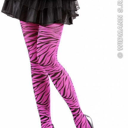 Feestbazaar Panty zebraprint roze