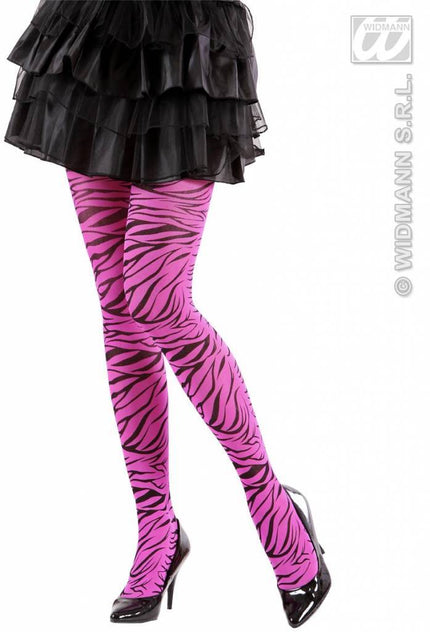 Feestbazaar Panty zebraprint roze