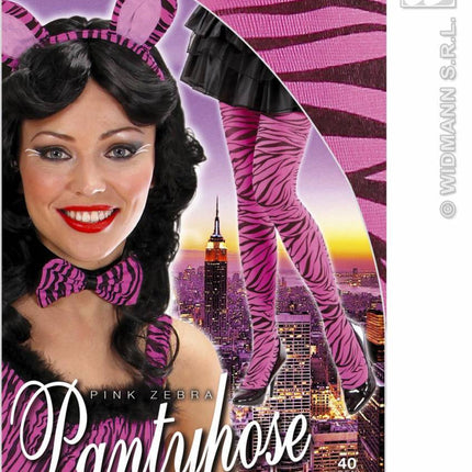 Feestbazaar Panty zebraprint roze