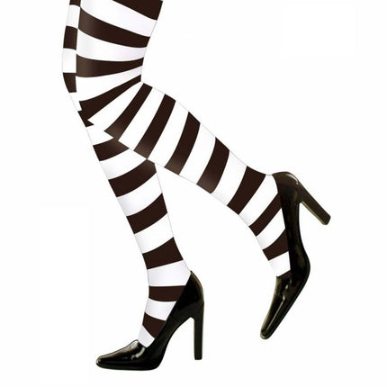 Feestbazaar Panty Zwart/Wit Gestreept