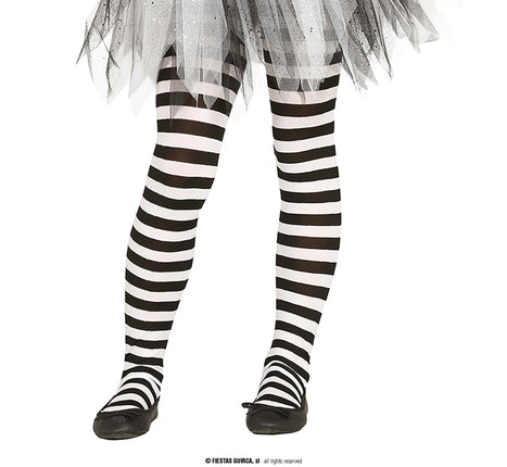 Feestbazaar Pantykousen Zwart/Wit Kind