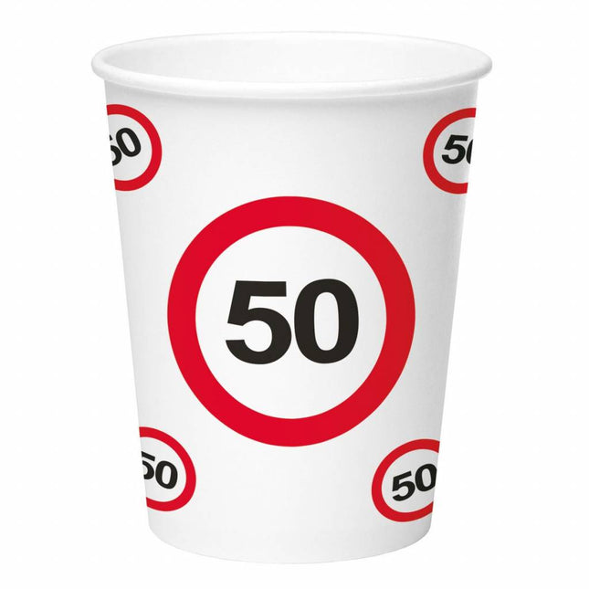 Feestbazaar Papieren bekers verkeersbord 50